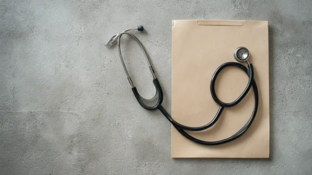 Stethoscope on closed business folder representing diagnosis-first digital marketing for contractors by Digital Meshworks of Lindale, Texas