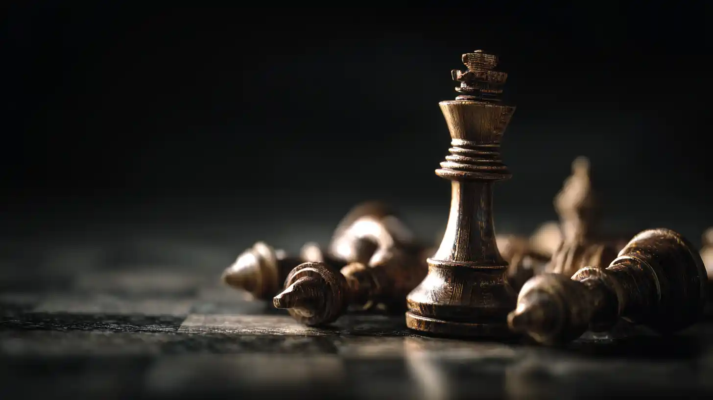 Chess king standing among toppled pieces, representing why competitors rank higher and a business is not showing up on Google