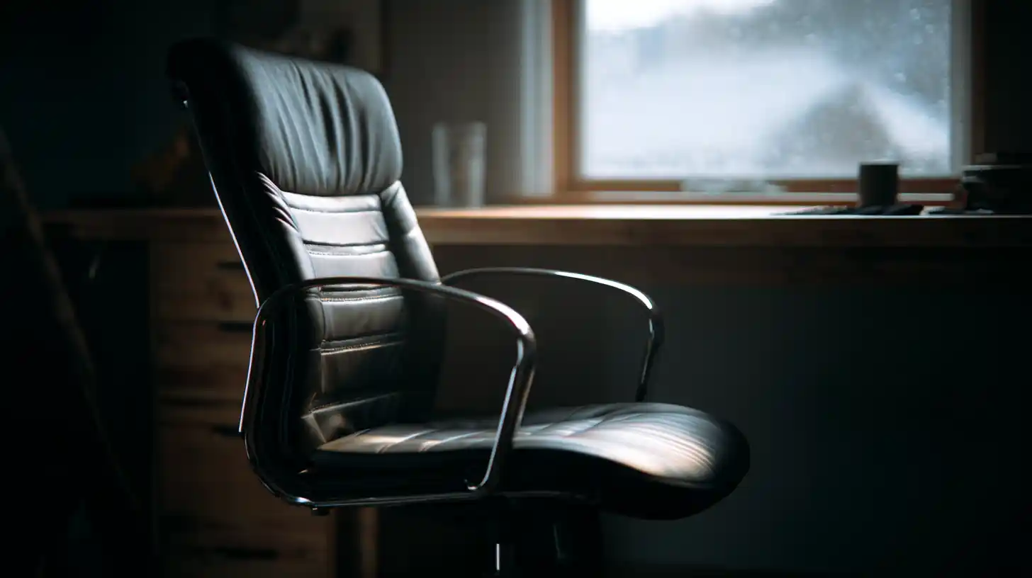 Faded empty office chair at a bare desk representing a placard website that keeps a business from showing up on Google