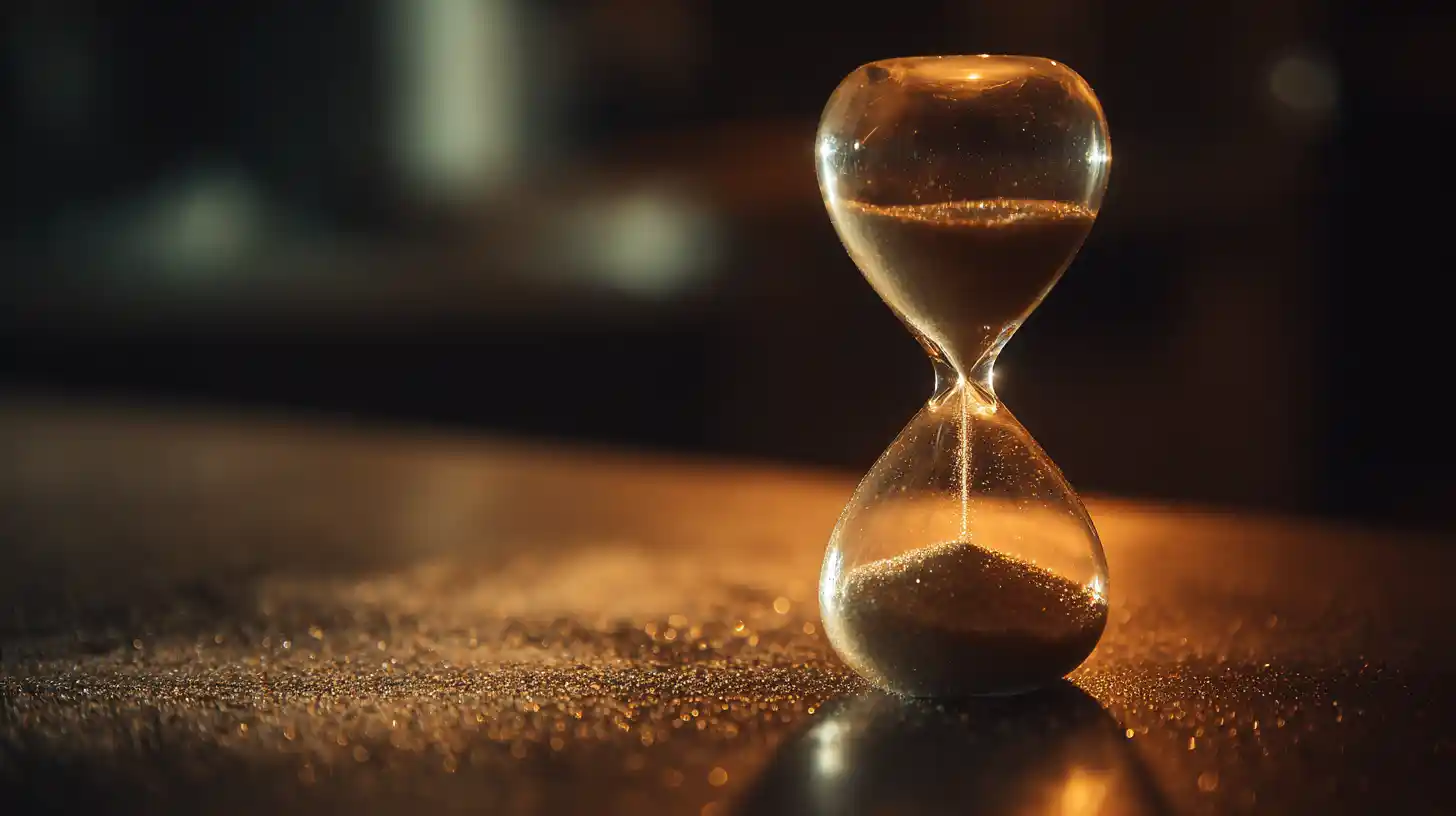 Hourglass representing how showing up higher on Google builds over time, not overnight